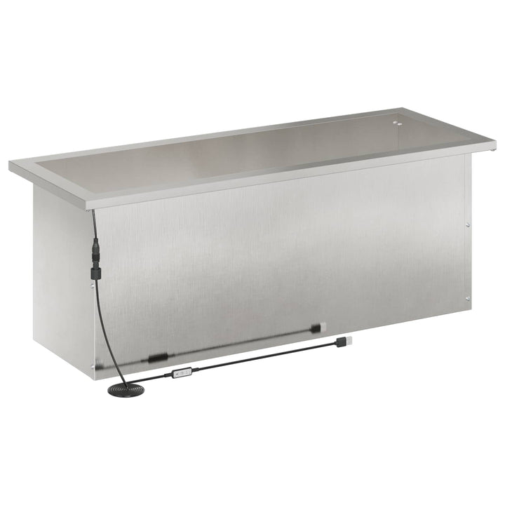 Plantekasse med LED Sølv 30 x 80 x 30 cm Rustfrit stål