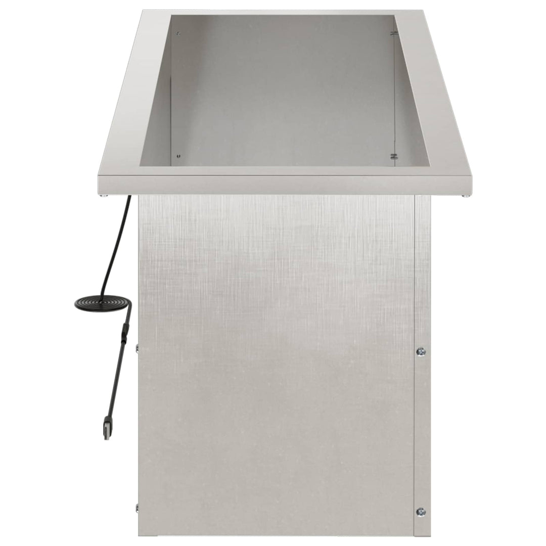 Plantekasse med LED Sølv 30 x 80 x 30 cm Rustfrit stål