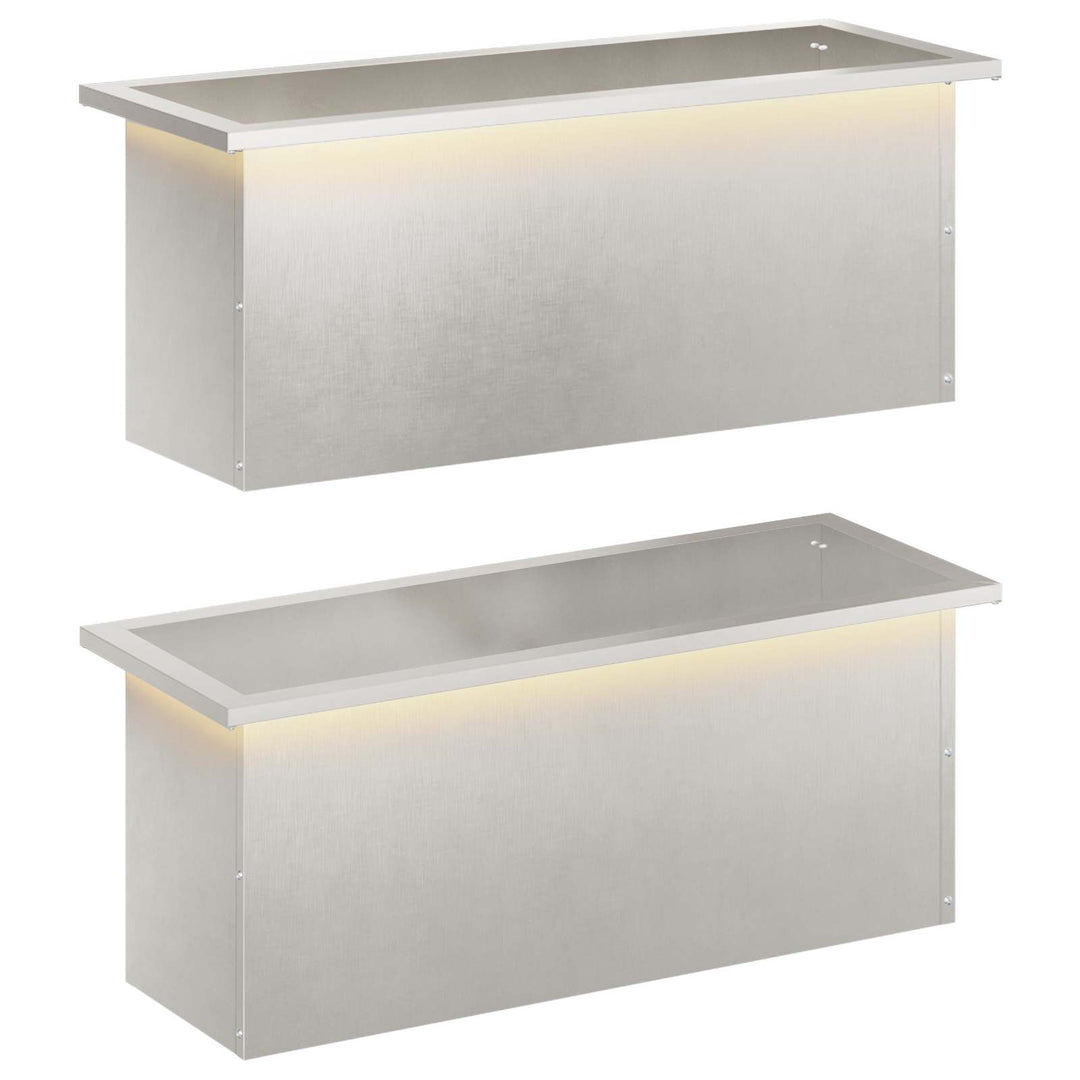 Plantekasse med LED 2 stk. Sølv 30 x 80 x 30 cm Rustfrit stål
