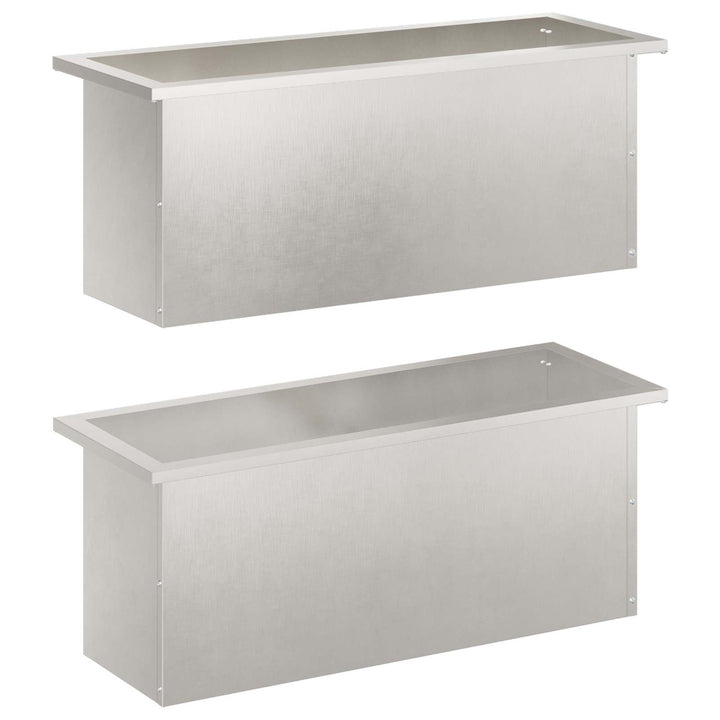 Plantekasse med LED 2 stk. Sølv 30 x 80 x 30 cm Rustfrit stål