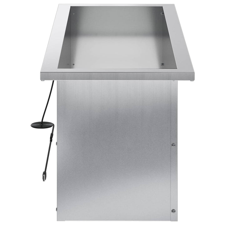 Plantekasse med LED Sølv 30 x 80 x 30 cm Galvaniseret stål