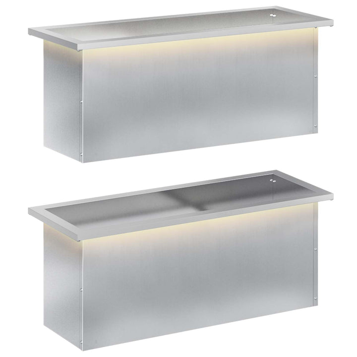 Plantekasse med LED 2 stk. Sølv 30 x 80 x 30 cm