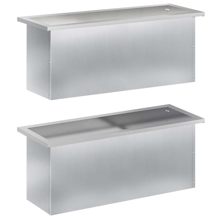 Plantekasse med LED 2 stk. Sølv 30 x 80 x 30 cm
