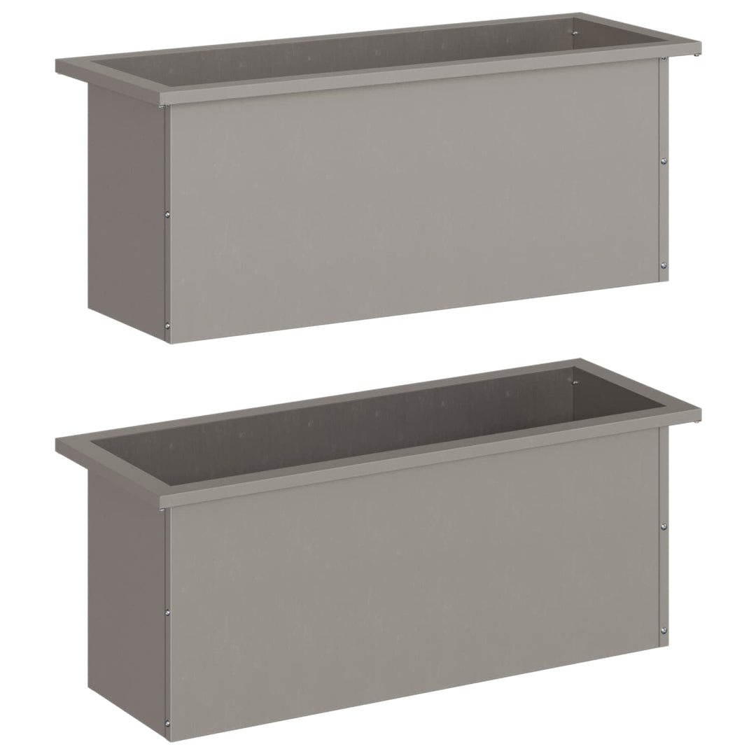 Plantekasse med LED 2 stk. Rusten 30 x 80 x 30 cm Cortenstål