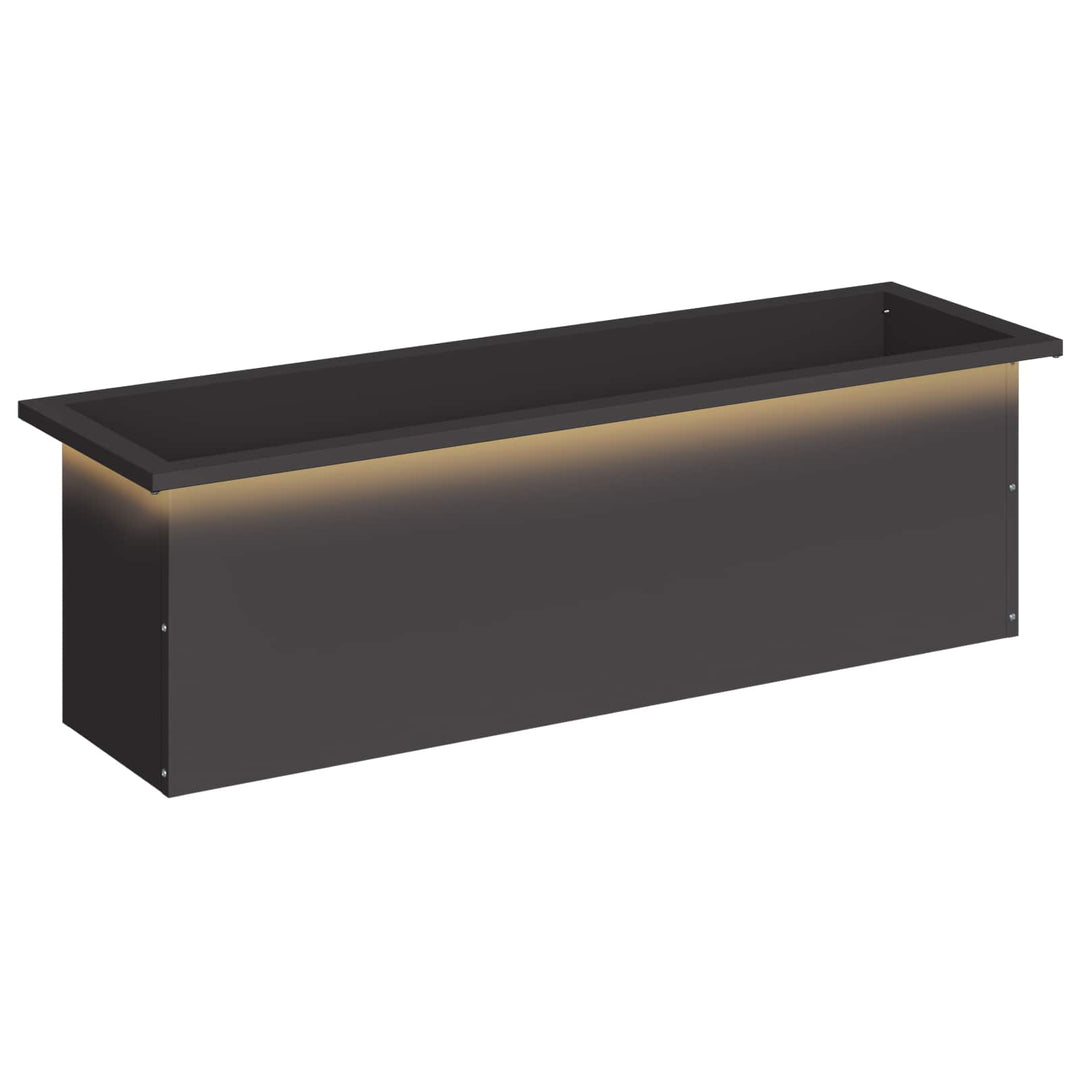 Plantekasse med LED Sort 30 x 100 x 30 cm Stål