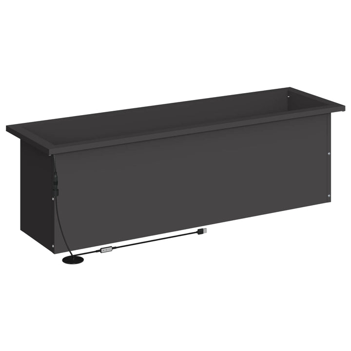 Plantekasse med LED 2 stk. Sort 30 × 100 × 30 cm Stål