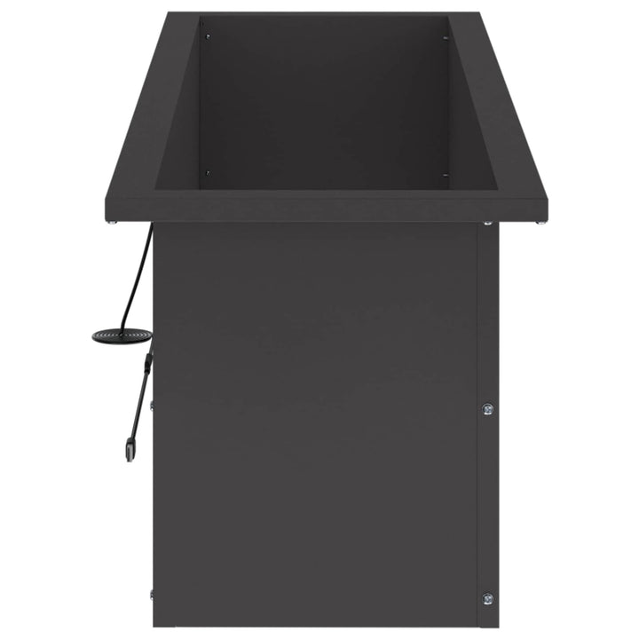 Plantekasse med LED 2 stk. Sort 30 × 100 × 30 cm Stål