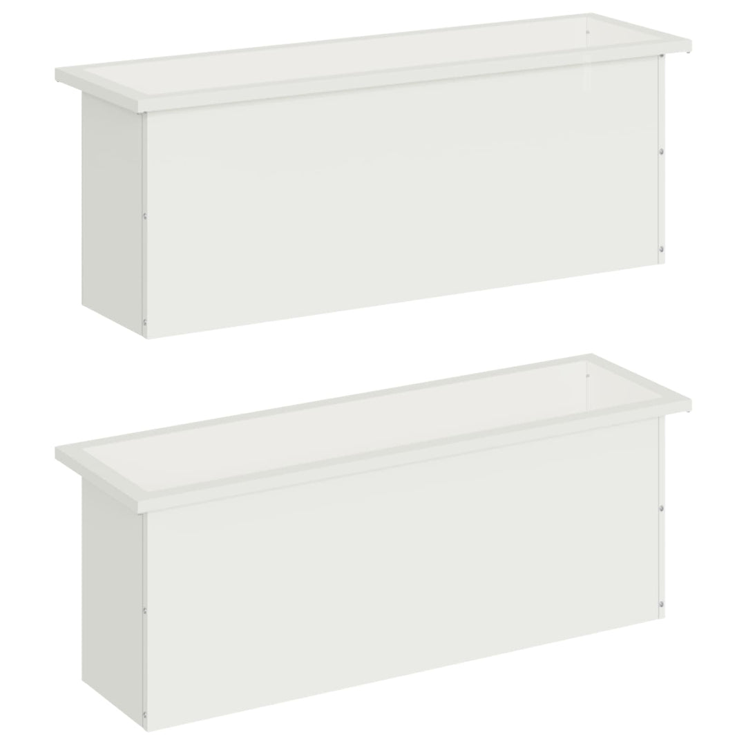 Plantekasse med LED 2 stk. Hvid 30 × 100 × 30 cm Stål