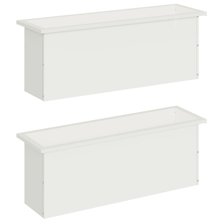 Plantekasse med LED 2 stk. Hvid 30 × 100 × 30 cm Stål