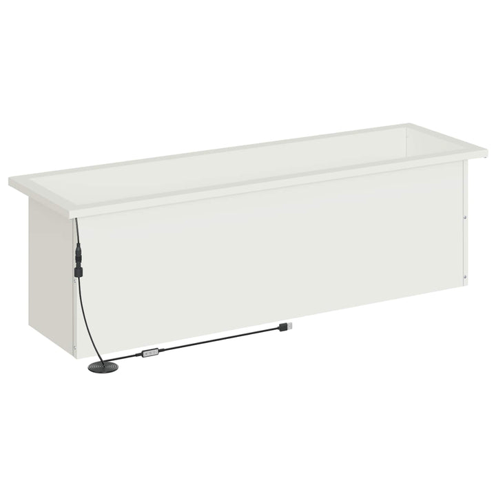 Plantekasse med LED 2 stk. Hvid 30 × 100 × 30 cm Stål