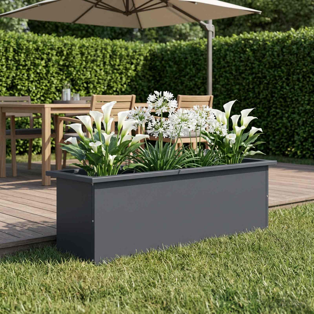 Plantekasse med LED Antracit 30 × 100 × 30 cm Stål