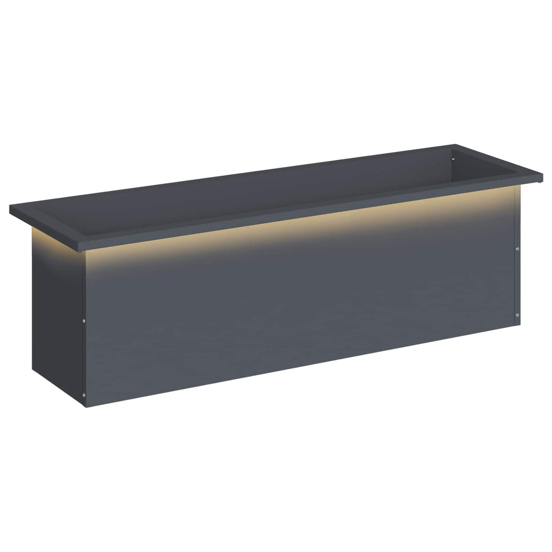 Plantekasse med LED Antracit 30 × 100 × 30 cm Stål