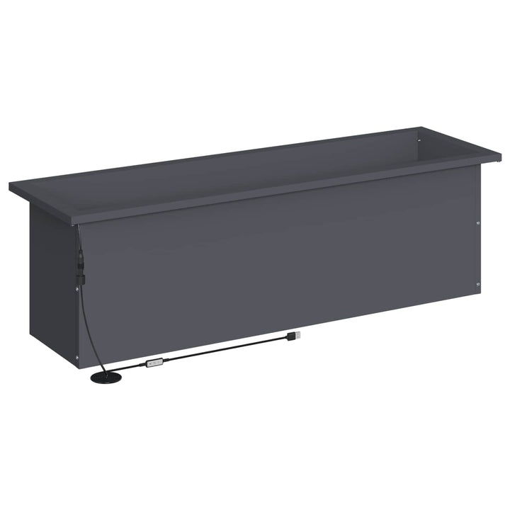 Plantekasse med LED 2 stk. Antracit 30 x 100 x 30 cm Stål