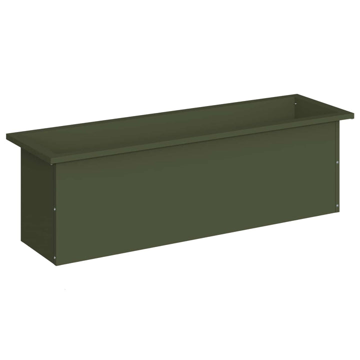 Plantekasse med LED Olivengrøn 30 × 100 × 30 cm Stål