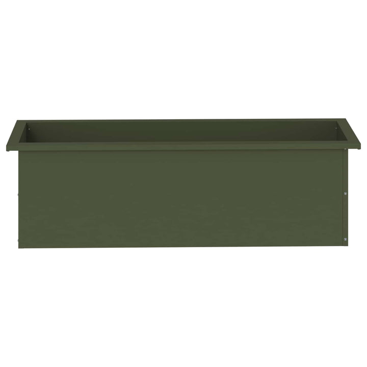 Plantekasse med LED Olivengrøn 30 × 100 × 30 cm Stål
