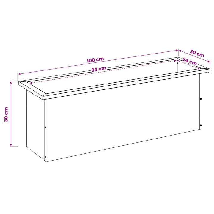 Plantekasse med LED Olivengrøn 30 × 100 × 30 cm Stål