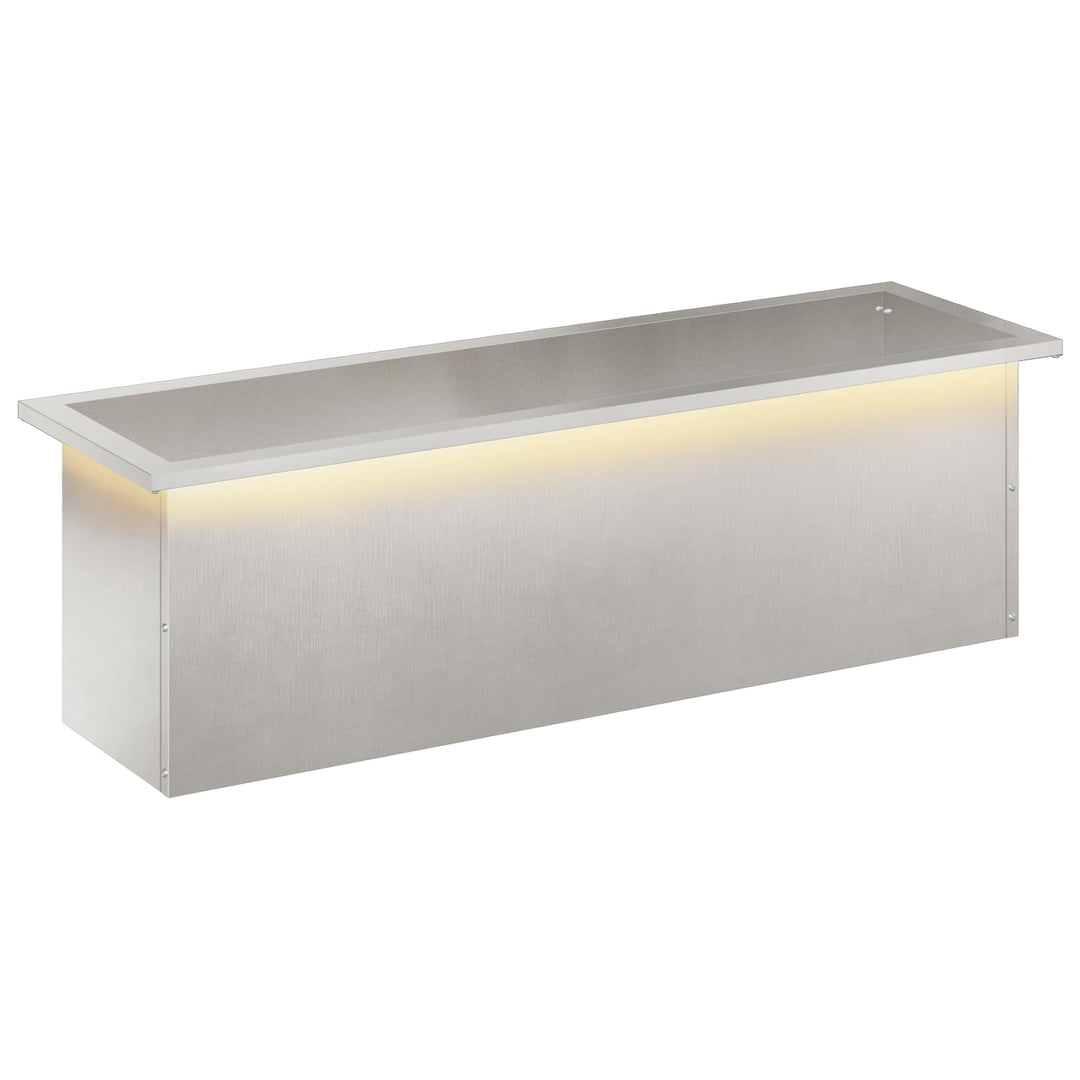Plantekasse med LED Sølv 30 x 100 x 30 cm Rustfrit stål
