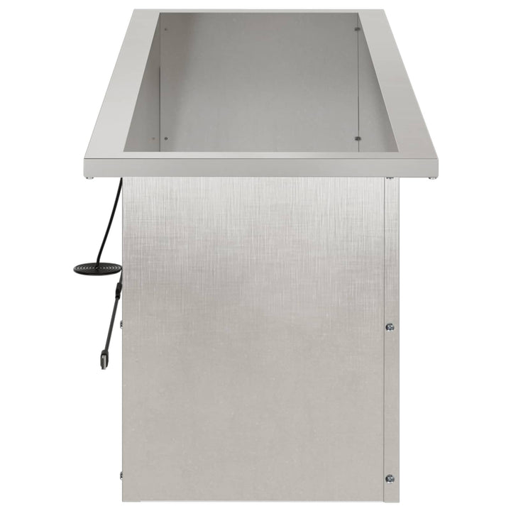 Plantekasse med LED Sølv 30 x 100 x 30 cm Rustfrit stål