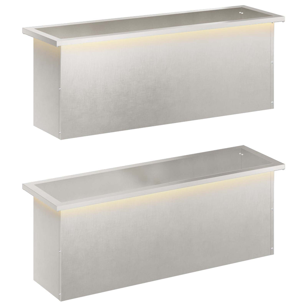 Plantekasse med LED 2 stk. Sølv 30 × 100 × 30 cm Rustfrit stål