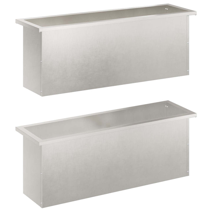Plantekasse med LED 2 stk. Sølv 30 × 100 × 30 cm Rustfrit stål