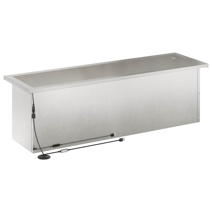 Plantekasse med LED 2 stk. Sølv 30 × 100 × 30 cm Rustfrit stål