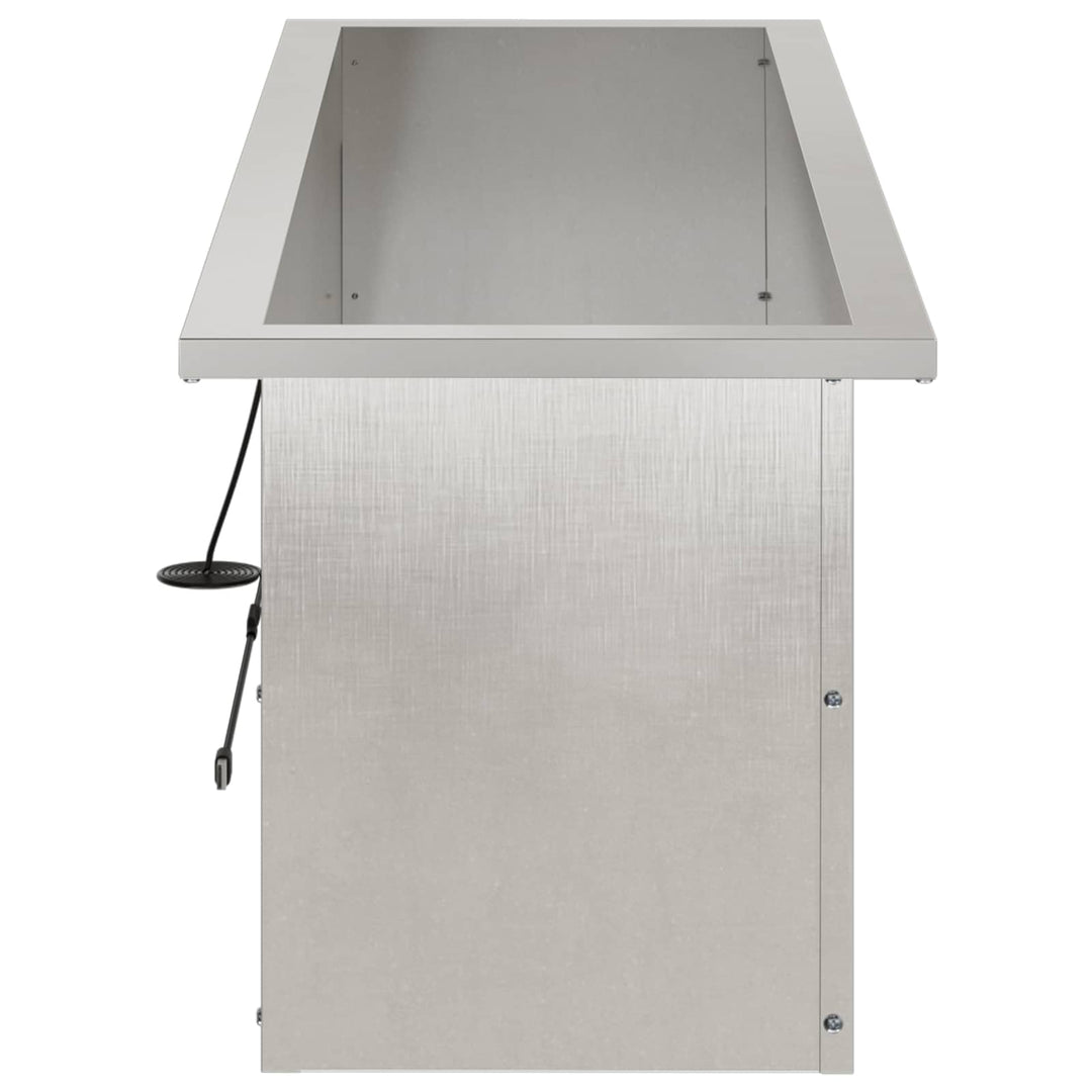 Plantekasse med LED 2 stk. Sølv 30 × 100 × 30 cm Rustfrit stål
