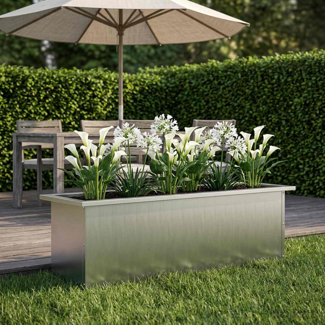 Plantekasse med LED Sølv 30 × 100 × 30 cm Galvaniseret stål