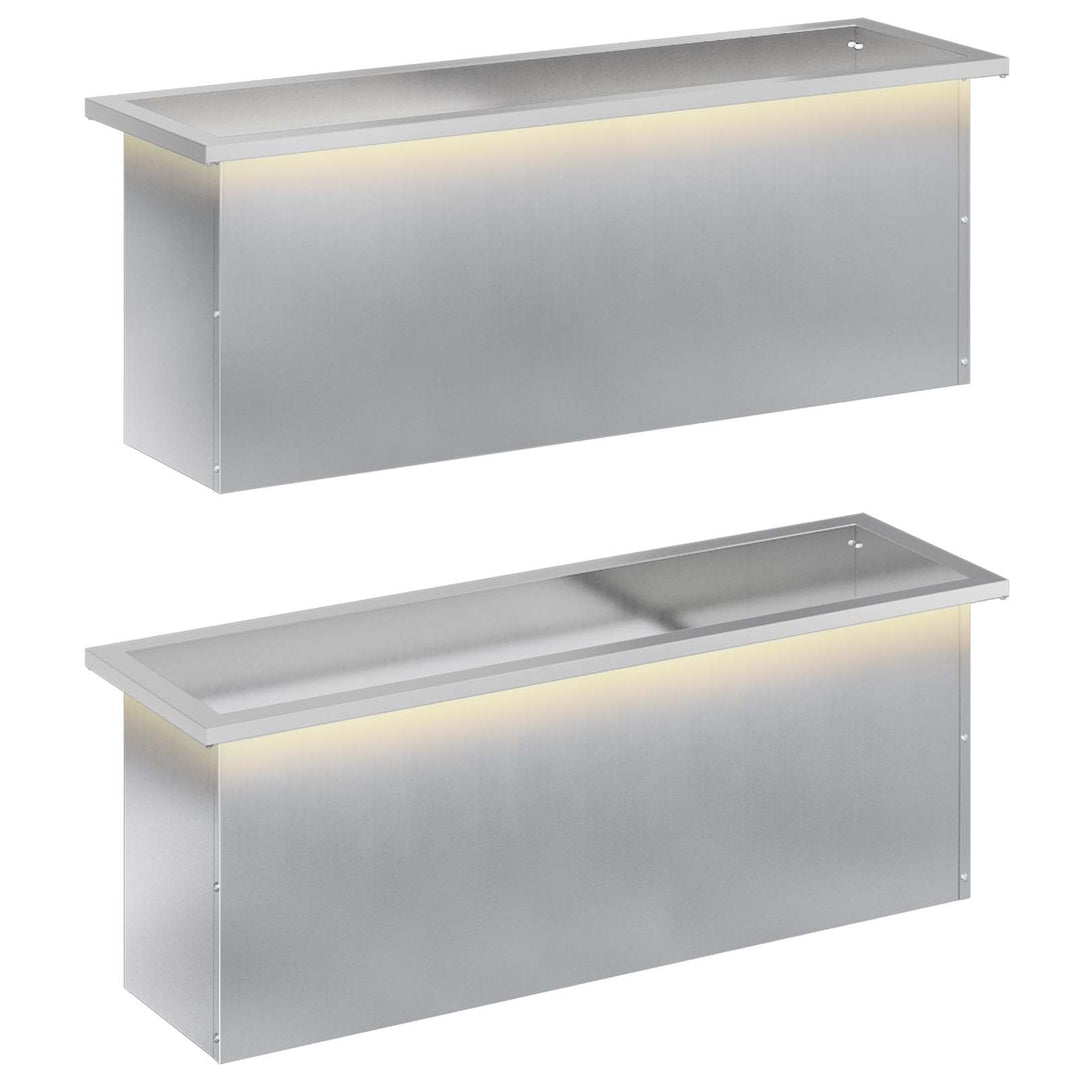 Plantekasse med LED 2 stk. Sølv 30 × 100 × 30 cm