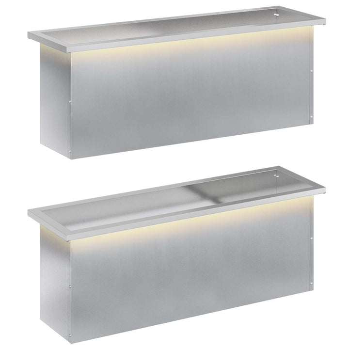 Plantekasse med LED 2 stk. Sølv 30 × 100 × 30 cm