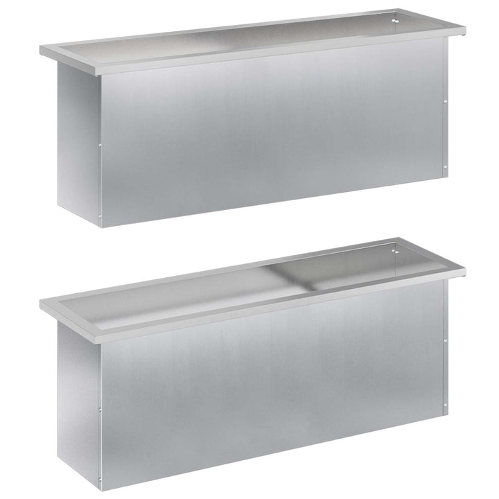 Plantekasse med LED 2 stk. Sølv 30 × 100 × 30 cm