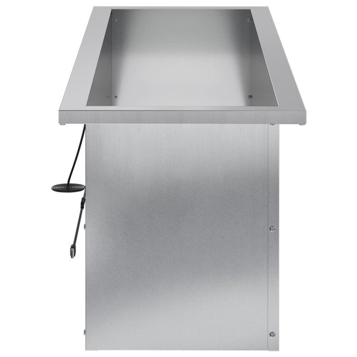 Plantekasse med LED 2 stk. Sølv 30 × 100 × 30 cm