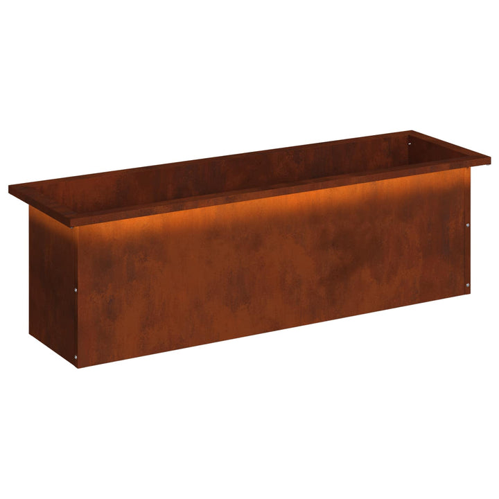 Plantekasse med LED Rusten 30 × 100 × 30 cm Cortenstål