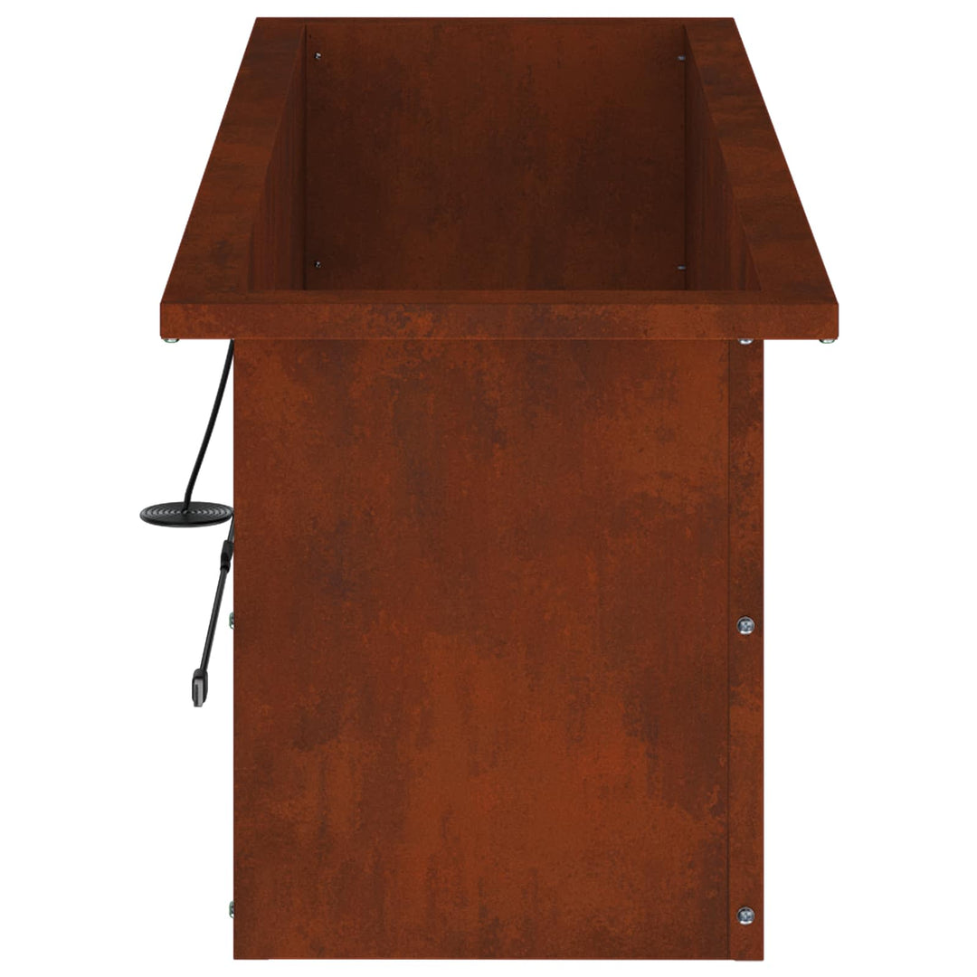 Plantekasse med LED Rusten 30 × 100 × 30 cm Cortenstål