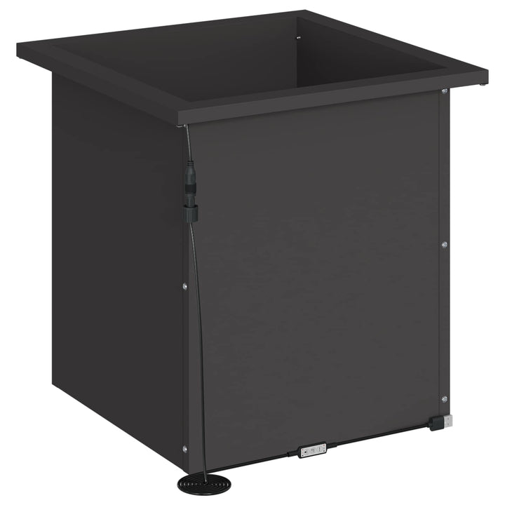 Plantekasse med LED Sort 40 x 40 x 40 cm Stål