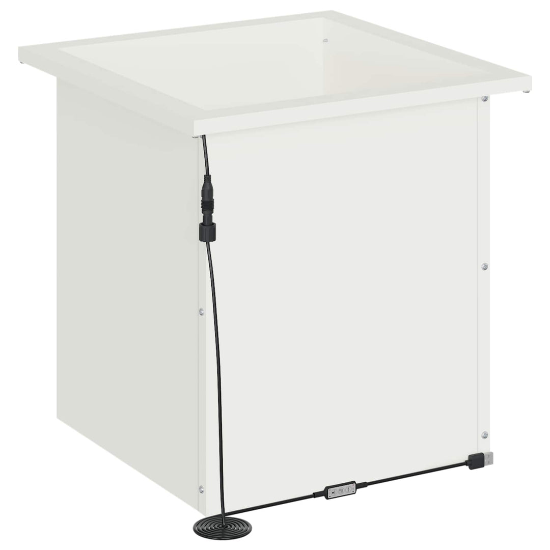 Plantekasse med LED 2 stk. Hvid 40 x 40 x 40 cm Stål