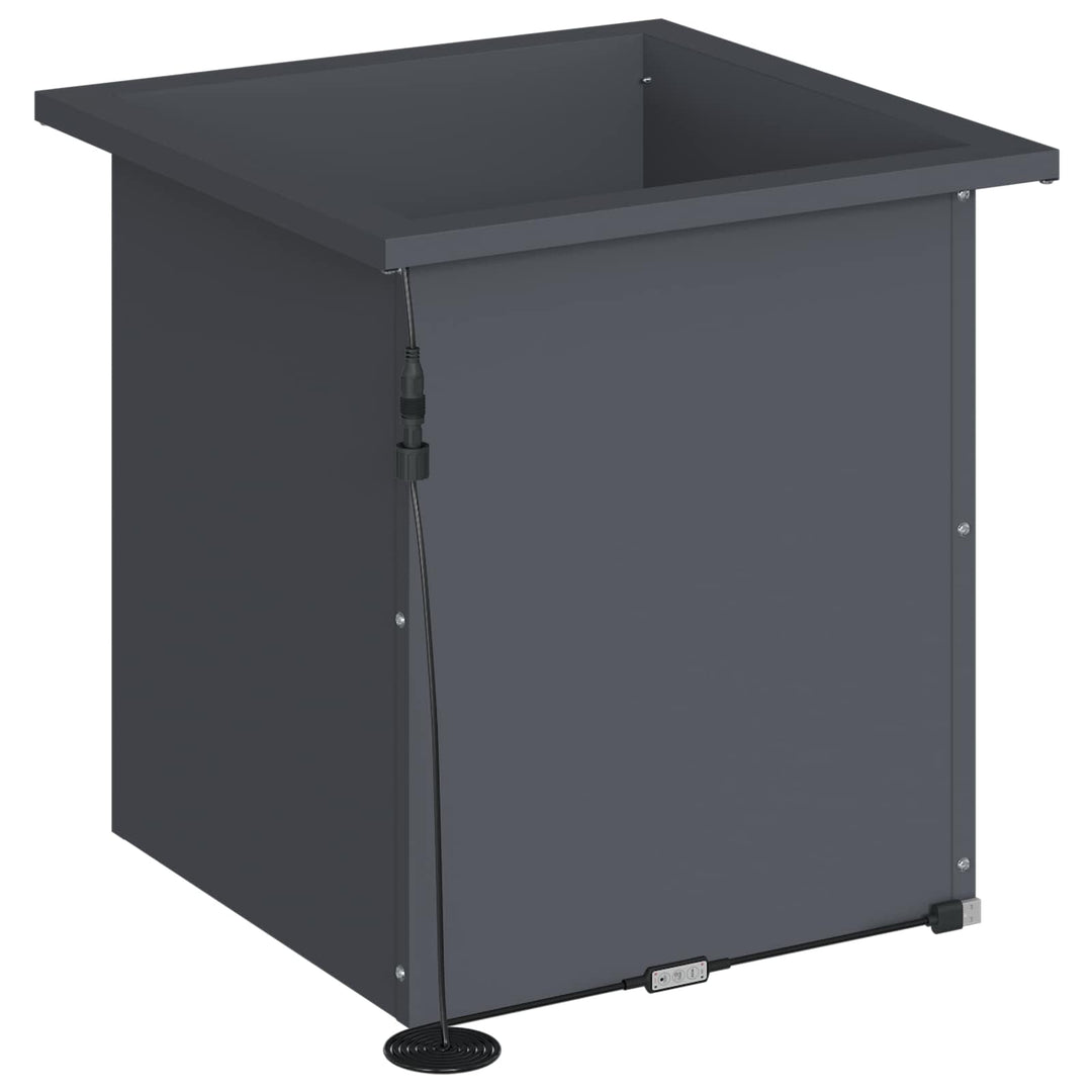 Plantekasse med LED Antracit 40 x 40 x 40 cm Stål