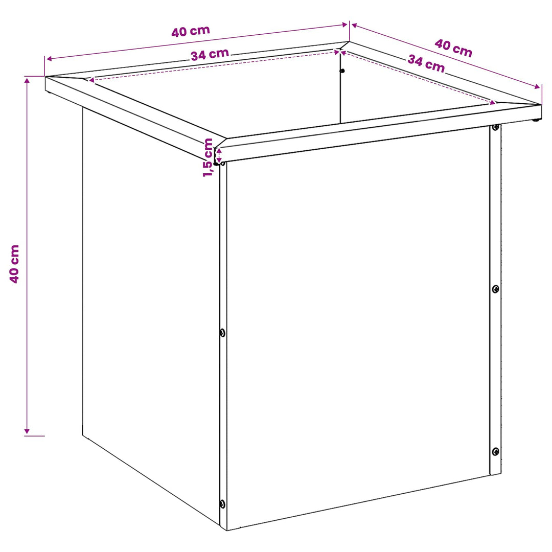 Plantekasse med LED 2 stk. Olivengrøn 40 x 40 x 40 cm Stål