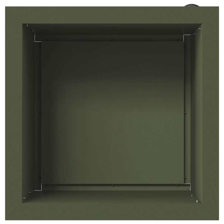 Plantekasse med LED 2 stk. Olivengrøn 40 x 40 x 40 cm Stål