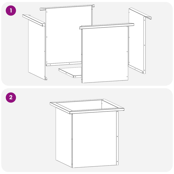 Plantekasse med LED Sølv 40 x 40 x 40 cm Rustfrit stål