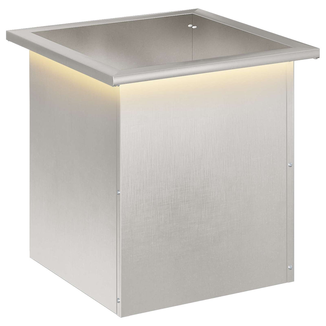 Plantekasse med LED Sølv 40 x 40 x 40 cm Rustfrit stål