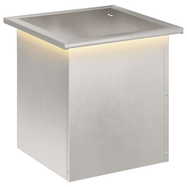Plantekasse med LED Sølv 40 x 40 x 40 cm Rustfrit stål
