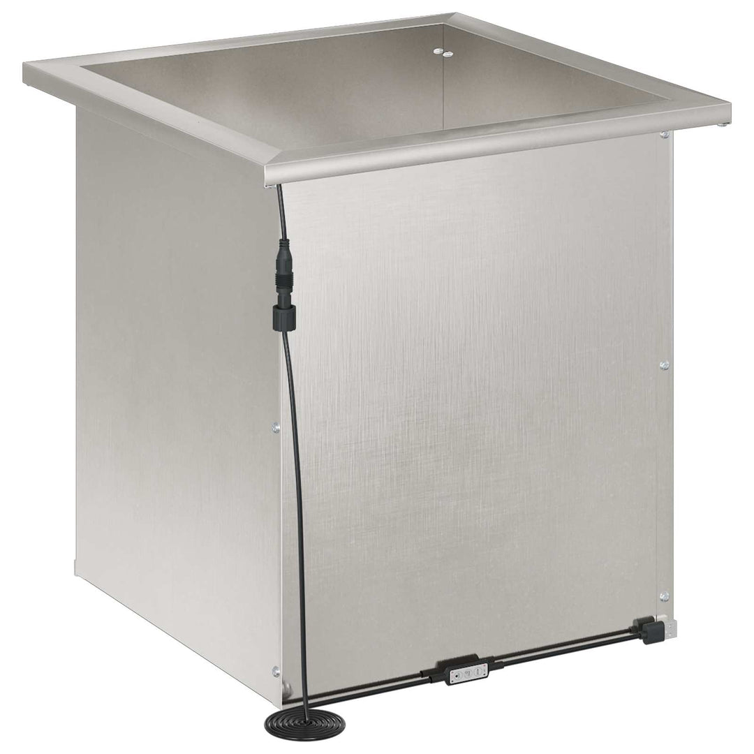 Plantekasse med LED Sølv 40 x 40 x 40 cm Rustfrit stål