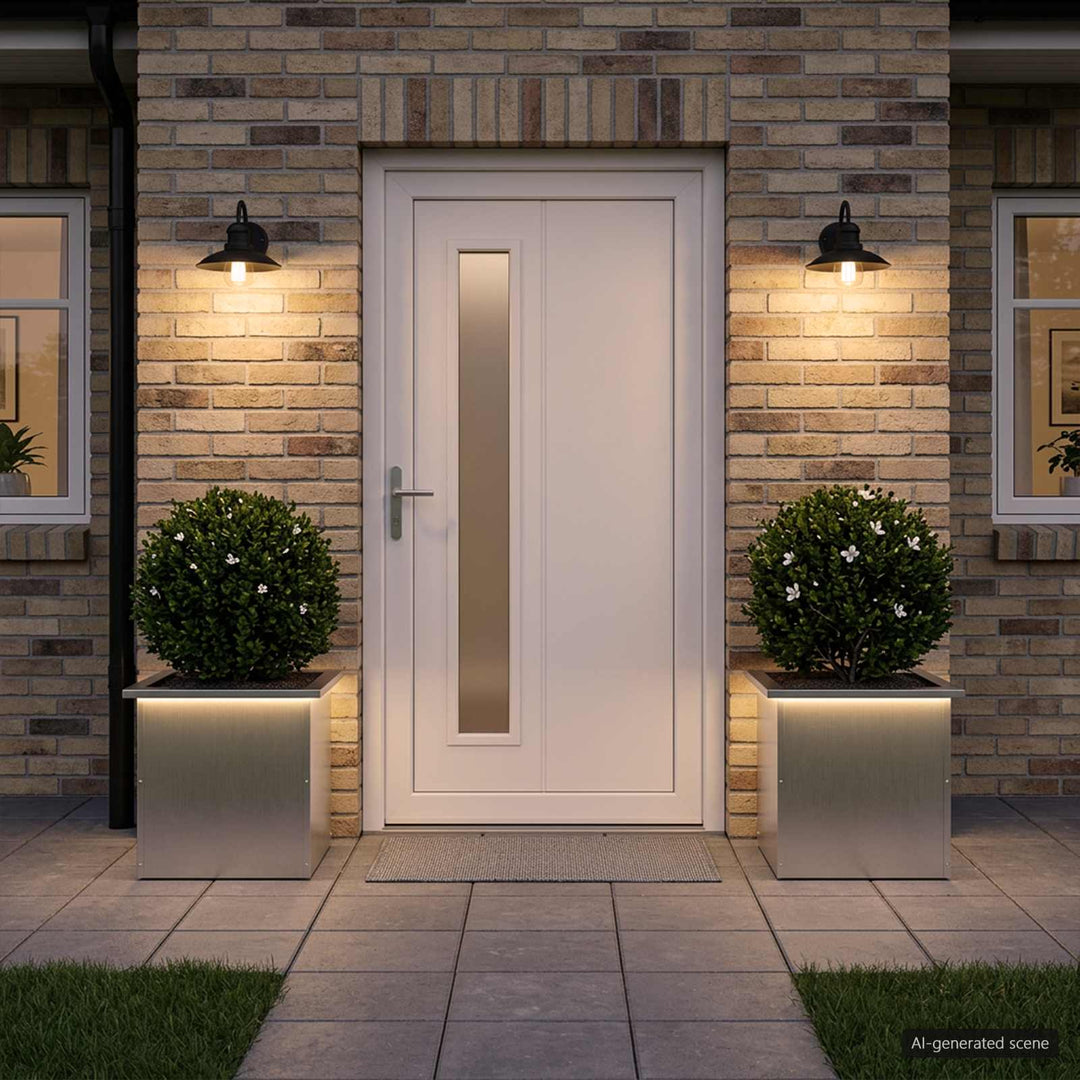 Plantekasse med LED 2 stk. Sølv 40 x 40 x 40 cm Rustfrit stål