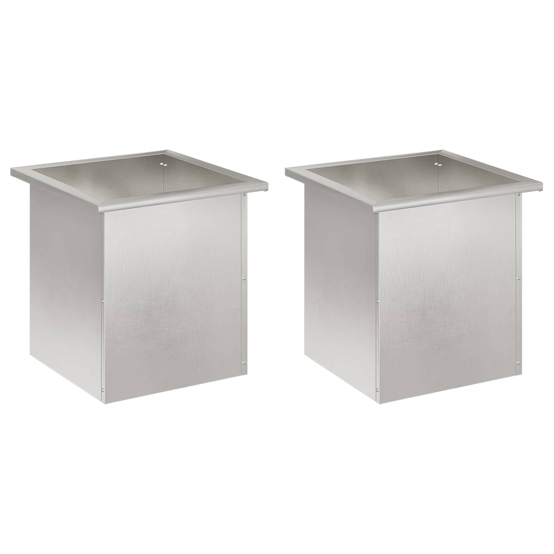 Plantekasse med LED 2 stk. Sølv 40 x 40 x 40 cm Rustfrit stål