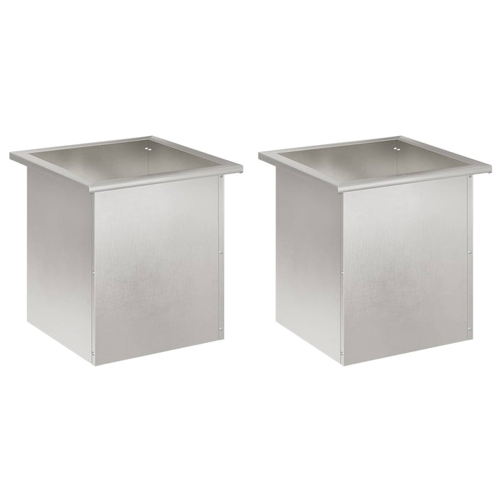 Plantekasse med LED 2 stk. Sølv 40 x 40 x 40 cm Rustfrit stål