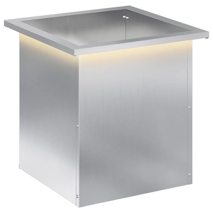 Plantekasse med LED Sølv 40 x 40 x 40 cm Galvaniseret stål