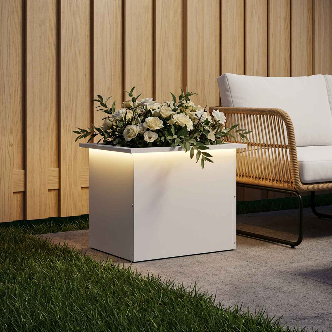 Plantekasse med LED Hvid 40 x 60 x 40 cm Stål