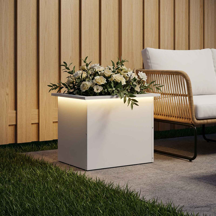 Plantekasse med LED Hvid 40 x 60 x 40 cm Stål
