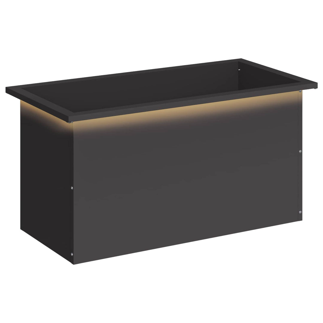 Plantekasse med LED Sort 40 x 80 x 40 cm Stål