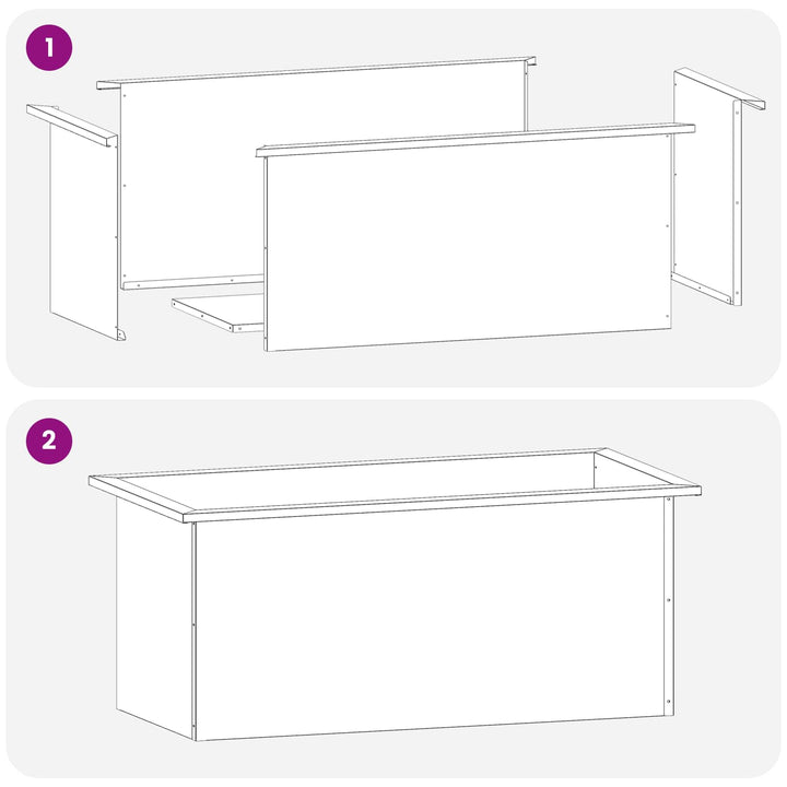Plantekasse med LED 2 stk. Sort 40 x 80 x 40 cm Stål